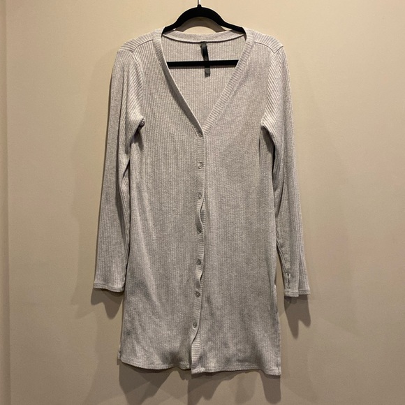 GAIAM duster cardigan ribbed gray button down - Picture 1 of 7